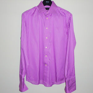 Amazing Duchamp Pink two tone stripped Dress Shirt